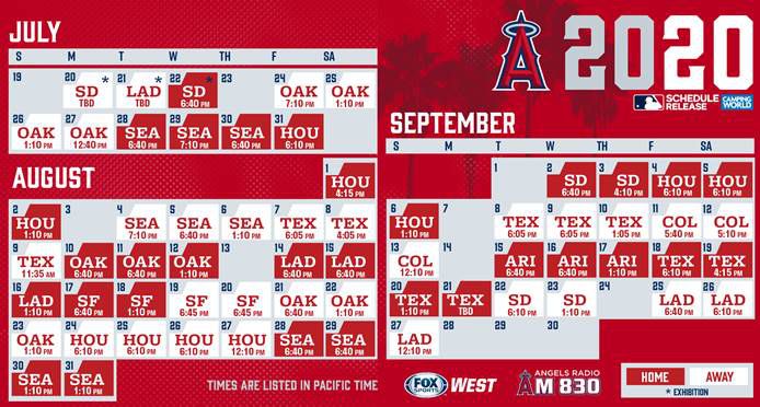 2019 mlb schedule los angeles angels