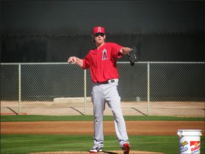 Jered Weaver as an Angel at Spring training.