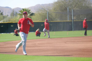 Mike Trout rounds third in spring training running drill