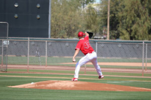Reid Detmers winding up to pitch