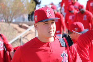 Matt Thaiss at Angels spring training in 2018