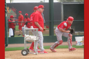 Mike Scioscia- spring training 2008 training a catcher