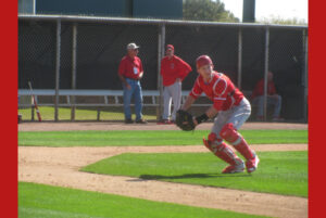 Taylor Ward in catching gear at Angels spring training 2016